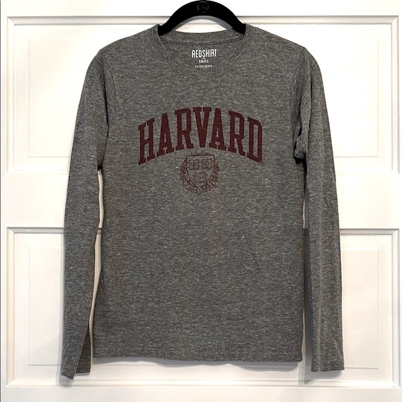 Redshirt Tops - Harvard Long Sleeve crewneck T-shirt in heather gray
